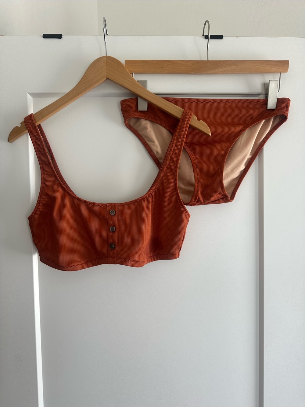 Madewell Second Wave Ribbed Henley Top and Classic Bikini Bottom M/L